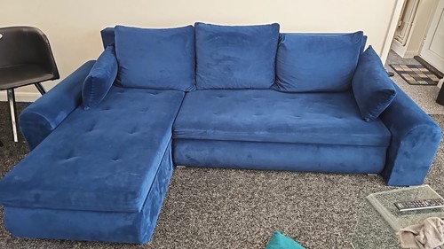 Blue velvet corner - blue, sofa