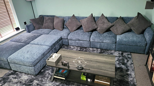 Blue shape corner sectional - u-shape,