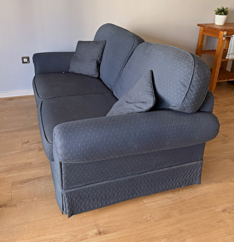 Blue textured fabric seater - textured, 3-seater