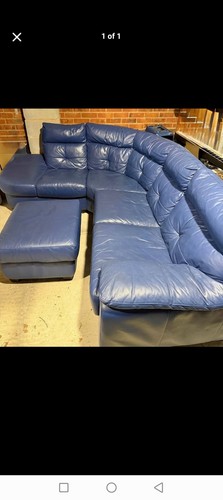 Blue leather seater corner - blue, 5