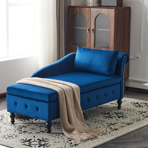Velvet chaise lounge sofa - chaise,