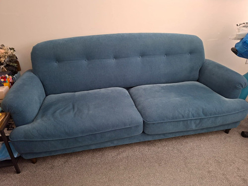 Ikea blue fabric seater sofa - blue, 3-seater