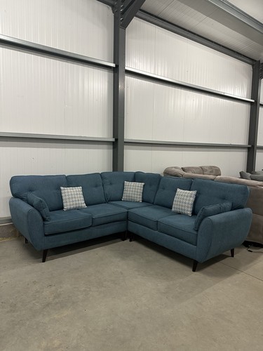 Teal fabric corner sofa - teal,