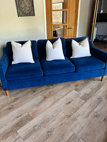 West elm blue fabric seater - elm,