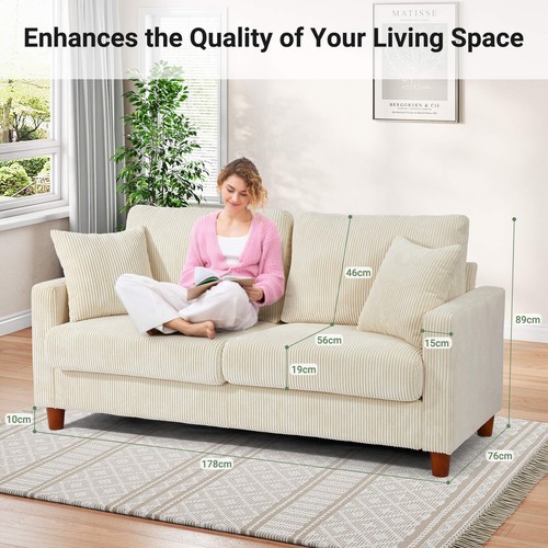Seater corduroy sofa 178cm - 3,