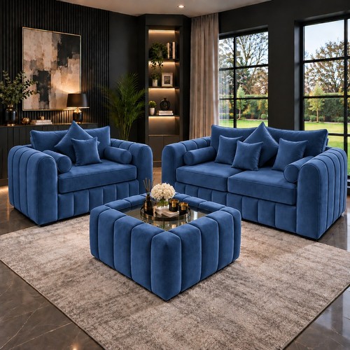 Lilly plush fabric sofa set - plush,