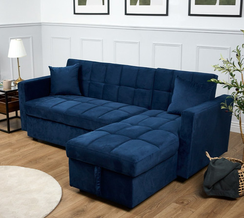 Velvet corner sofa bed with - sofa,