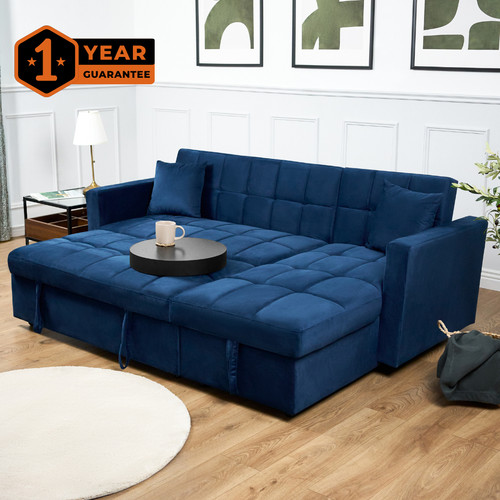 Velvet corner sofa bed - velvet, with