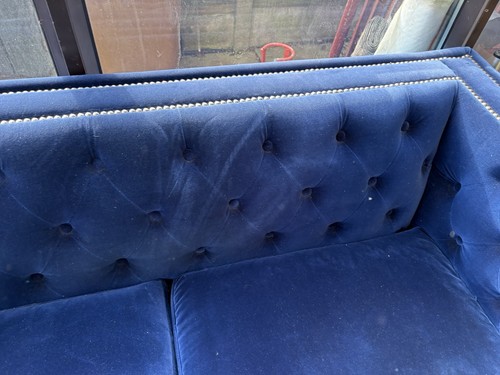Blue velvet sofa seater - velvet, 2-seater