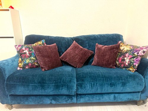 Blue velvet seater sofa - blue,