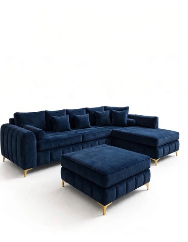 Navy blue velvet shaped - velvet,