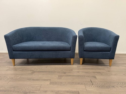 Blue fabric seater tub - tub, sofa