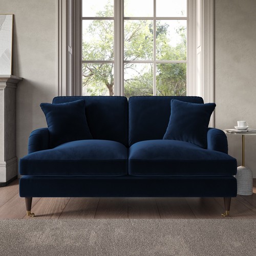 Navy velvet sofa seater - 2, with
