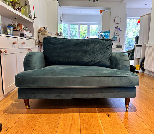 Teal velvet loveseat - , sofa