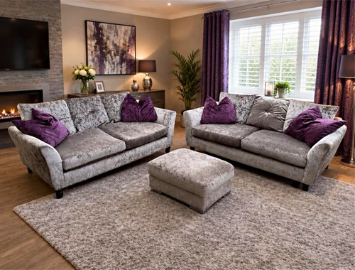 Dfs crushed velvet sofa set - crushed,
