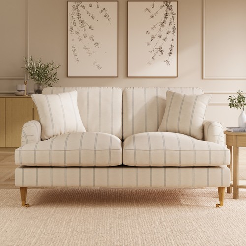 Cream chenille blue - blue, striped