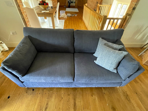 Blue fabric seater sofa - fabric,